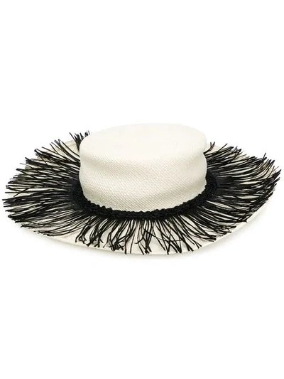 Shop Alanui Fringed Hat In White