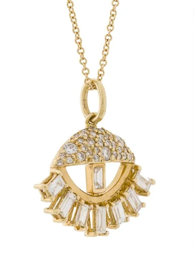 Shop Ileana Makri 18kt Yellow Gold Baguette Sleepy Eye Diamond Pendant Necklace