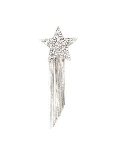 Shop Saint Laurent Star Charm Brooche In Silver