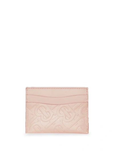 Shop Burberry Monogram Leather Card Case In Pink