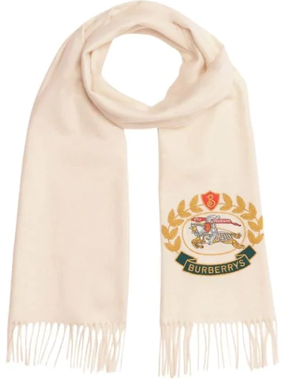 Shop Burberry Archive Logo Scarf In White