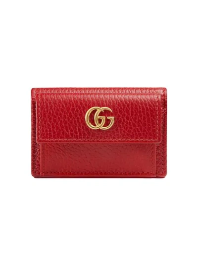 Shop Gucci Mermont Leather Waller - Red
