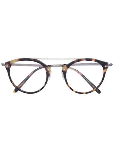 Shop Oliver Peoples Round Tortoiseshell Glasses In Brown
