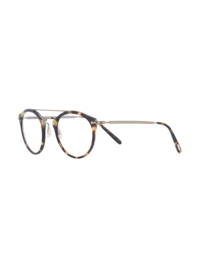 Shop Oliver Peoples Round Tortoiseshell Glasses In Brown