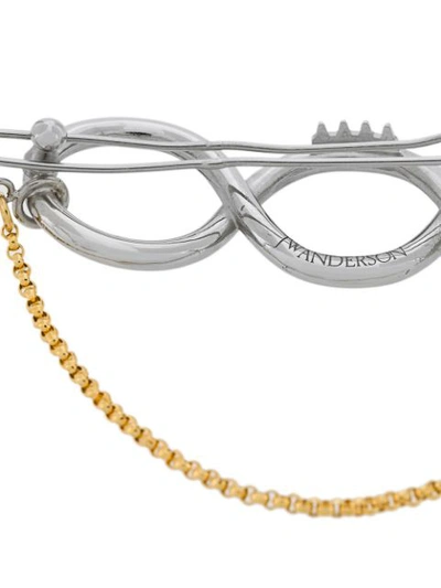 Shop Jw Anderson Silver Twisted Hair Barrette With Gold Chain
