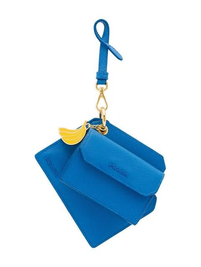 Shop Prada Banana Charm Keyring In Blue