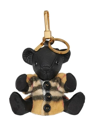 Shop Burberry Thomas Bear Charm In Vintage Check Poncho In Black