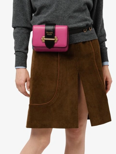 Shop Prada Cahier Belt Bag In Pink