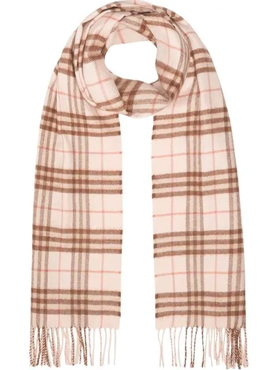 Shop Burberry Check Cashmere Scarf In Pink