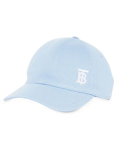 Shop Burberry Monogram Motif Baseball Cap In Pale Blue