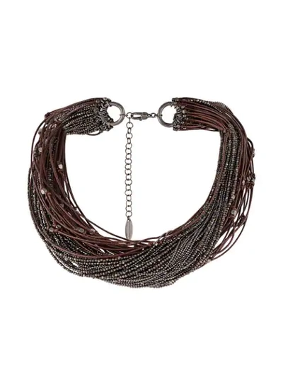 Shop Brunello Cucinelli Gemmae Choker Necklace In Grey