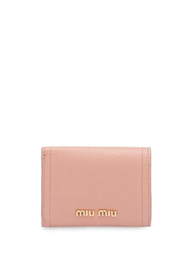Shop Miu Miu Lettering Logo Wallet In Pink