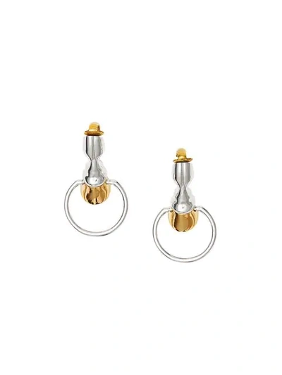 Shop Burberry Palladium And Gold-plated Hoof Hoop Earrings In Palladio/light Gold