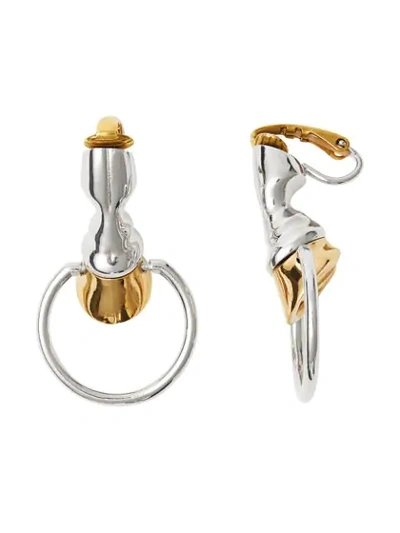 Shop Burberry Palladium And Gold-plated Hoof Hoop Earrings In Palladio/light Gold