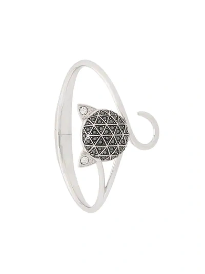 Shop Karl Lagerfeld Faceted Choupette Cuff - Silver