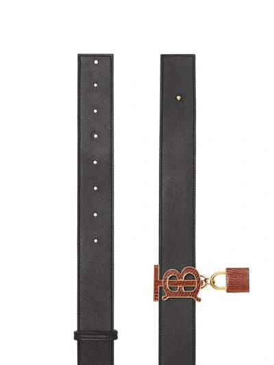 Shop Burberry Tb Monogram Belt In Black/tan