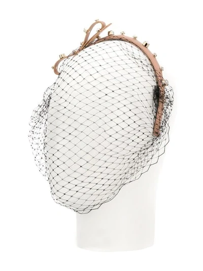 Shop Red Valentino Embellished Net Hairband In Neutrals