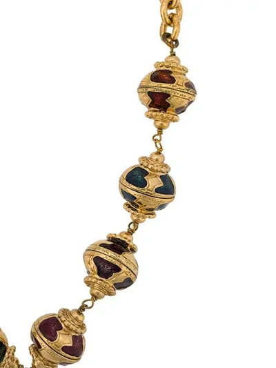 Pre-owned Saint Laurent Coloured Beaded Necklace In Gold