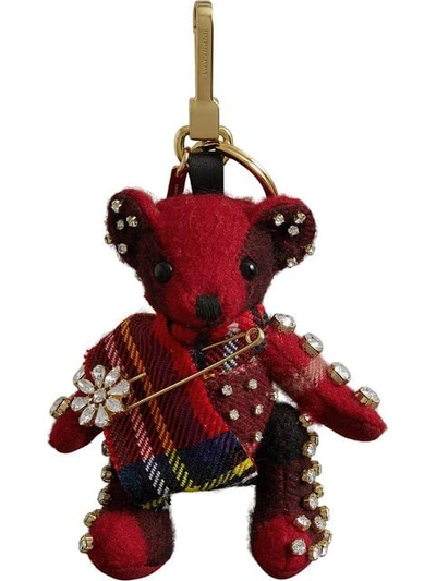 Shop Burberry Thomas Bear Charm With Kilt Pin In Red