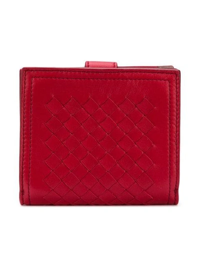 Shop Bottega Veneta Woven Wallet In Red