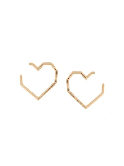 Shop Aliita 18kt Yellow Gold Heart Earrings In J1000 Yellow Gold