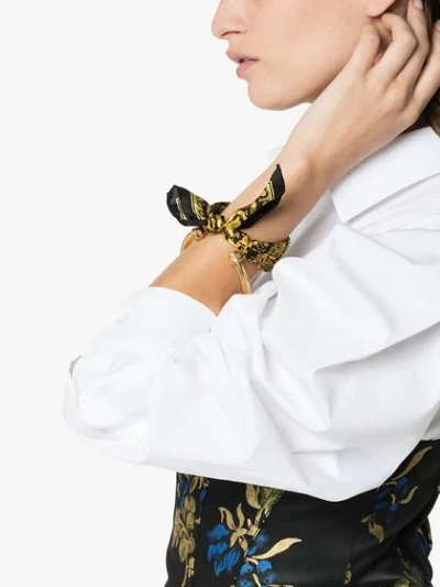 Shop Versace Yellow And Black Metallic Gold Handkerchief Bracelet