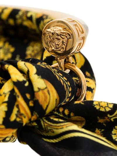 Shop Versace Yellow And Black Metallic Gold Handkerchief Bracelet