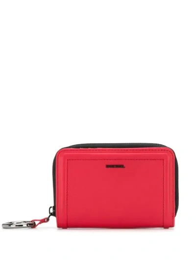 Shop Diesel Rectangular Leather Wallet In T4045 Red