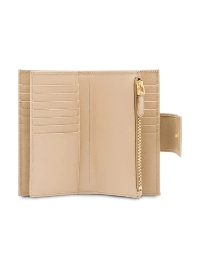 Shop Prada Medium Saffiano Leather Wallet In Neutrals