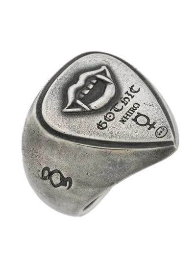 Shop Yohji Yamamoto Vampire Engraved Ring In Silver