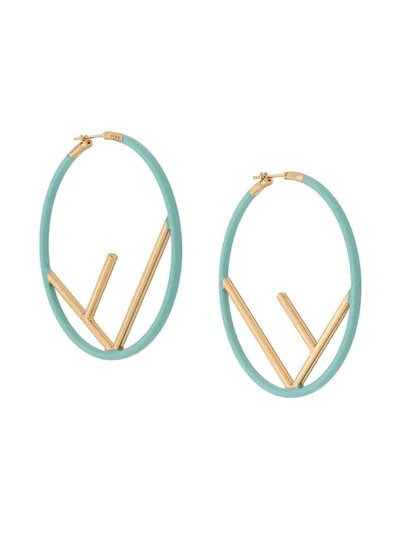 Shop Fendi F Logo Hoop Earrings In Gold