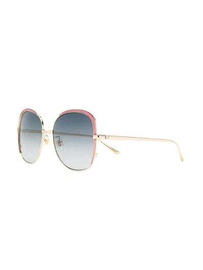 Shop Gucci Oversized Square Shaped Sunglasses In Gold