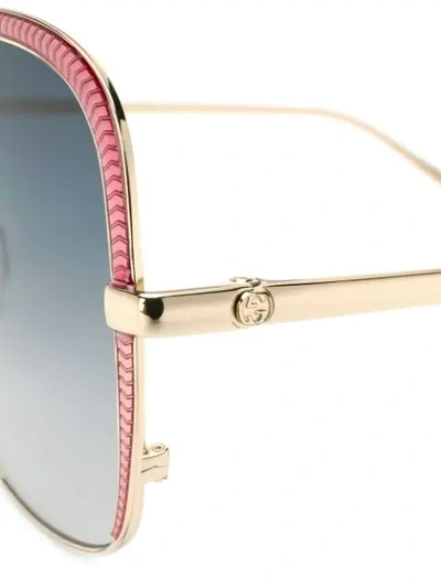 Shop Gucci Oversized Square Shaped Sunglasses In Gold