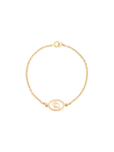 Pre-owned Dior 1990s  Oval Logo Bracelet In Gold