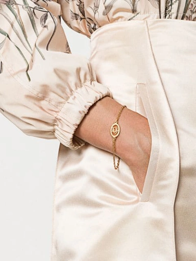 Pre-owned Dior 1990s  Oval Logo Bracelet In Gold