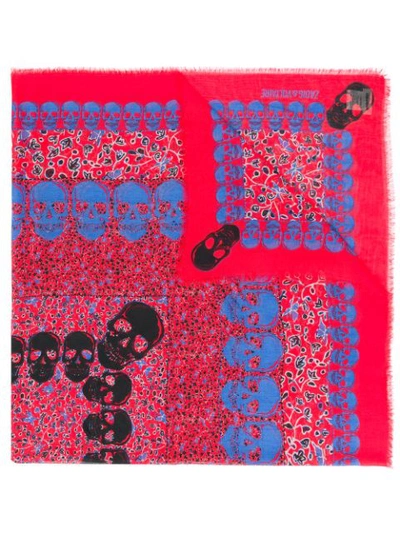 Shop Zadig & Voltaire Skull Print Scarf In Red