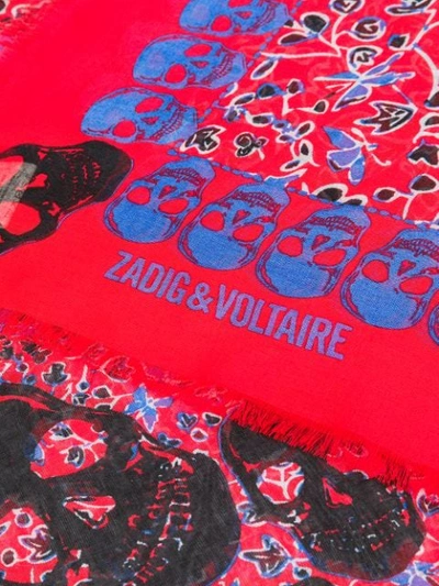 Shop Zadig & Voltaire Skull Print Scarf In Red