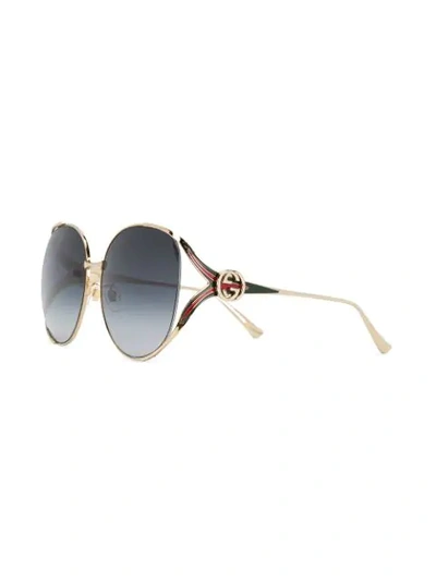 Shop Gucci Oversized Round Frame Sunglasses In Metallic