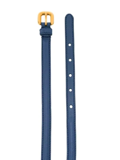 Shop Prada Bow Detail Belt In Blue
