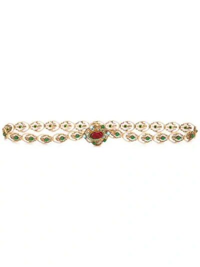 Shop Chanel 1980's Pearl And Turquoise Filigree Belt - Metallic
