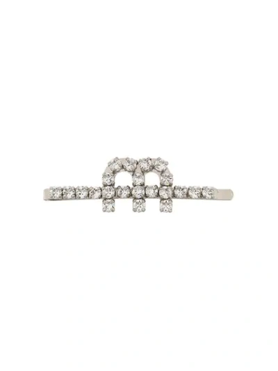 MIU MIU CRYSTAL EMBELLISHED HAIR CLIP - 金属色