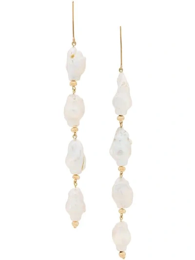 Shop Apples & Figs Earpearl Pendant Earrings In Gold