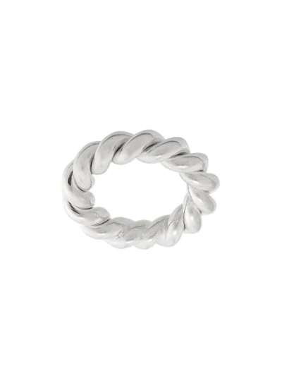 Shop Isabel Lennse Wide Twisted Ring In Silver