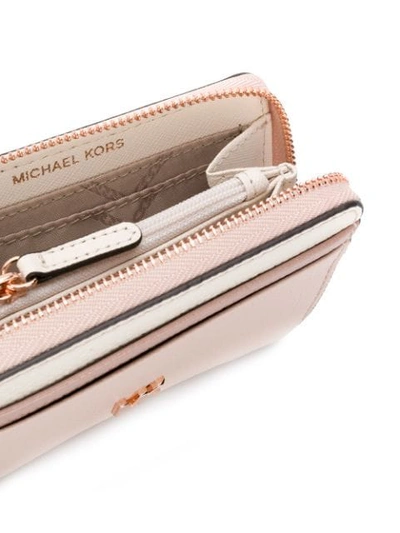 Shop Michael Michael Kors Colour-block Pebbled Wallet - Pink