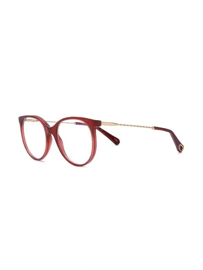 Shop Chloé Round Frame Glasses In Red