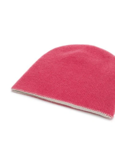Shop Warm-me Contrast Stitch Trim Beanie In Pink