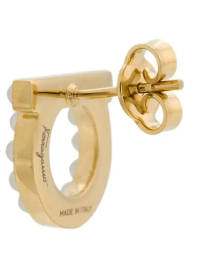 Ferragamo Gancini Pearls Earrings In Metallic