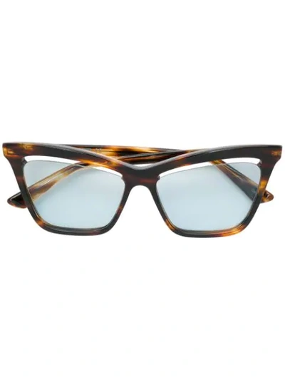Shop Mcq By Alexander Mcqueen Cutaway Lens Cat Eye Glasses In Brown