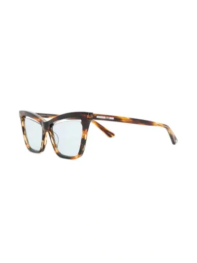 Shop Mcq By Alexander Mcqueen Cutaway Lens Cat Eye Glasses In Brown