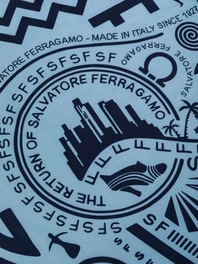 Shop Ferragamo Abstract Print Scarf In Blue